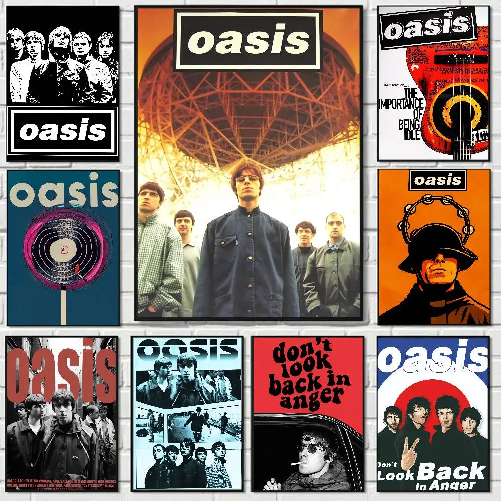 Band Oasis Anime Poster Waterproof Wall Art Sticker For Bar Living Room Vintage Room Decor Print Gift