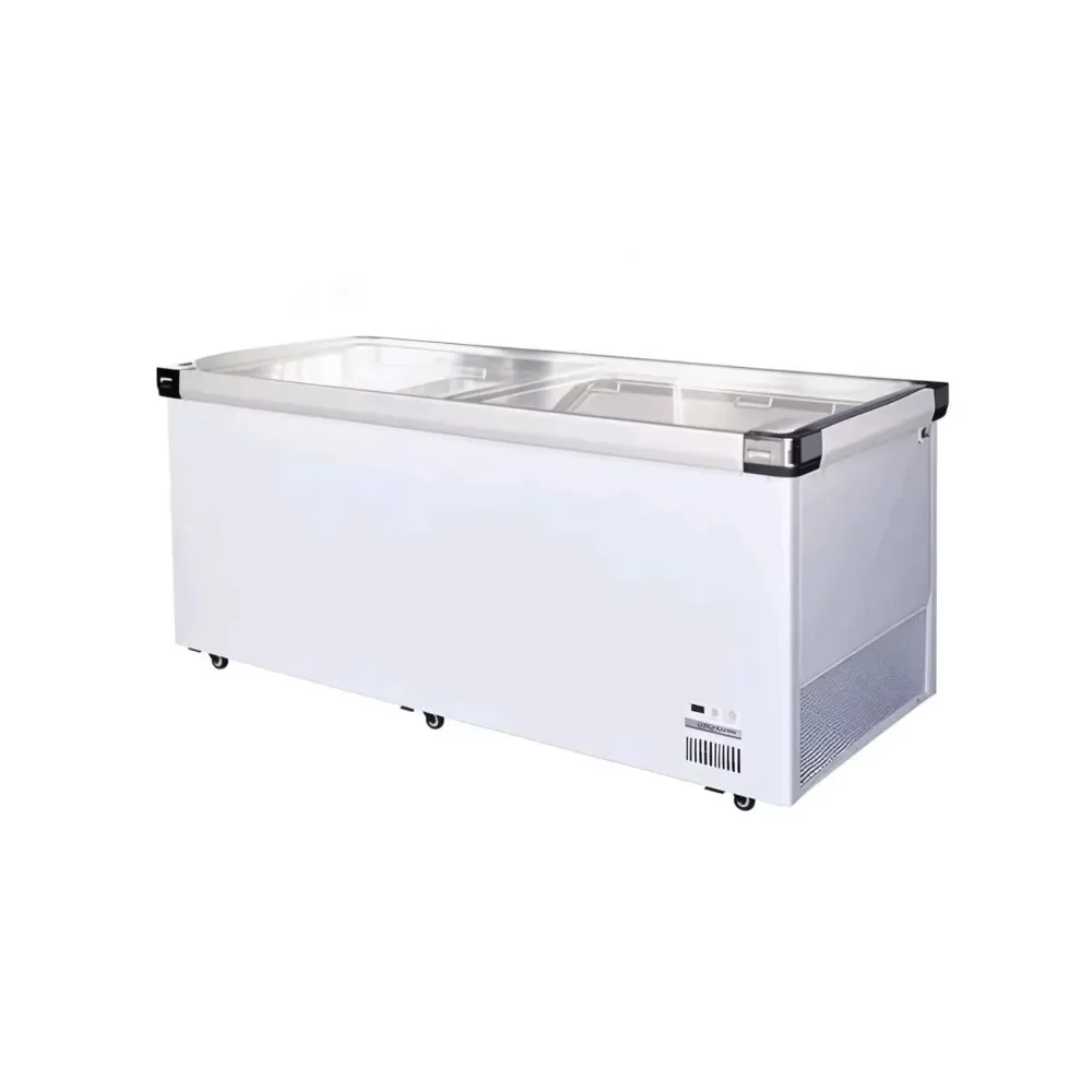Supermarket Open Stainless Steel Seafood Freezer Fish Display Counter Automatic Defrost Island Showcase