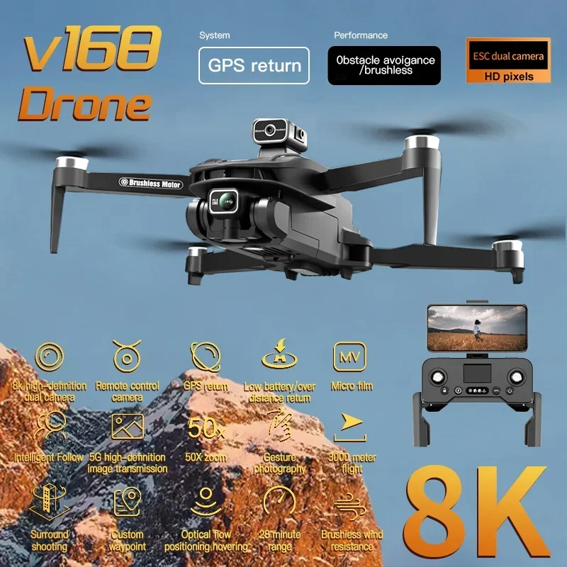 

For Xiaomi V168 Drone 8K 5G GPS Professional HD Aerial Photography Dual-Camera Omnidirectional Obstacle Avoidance Drone Original