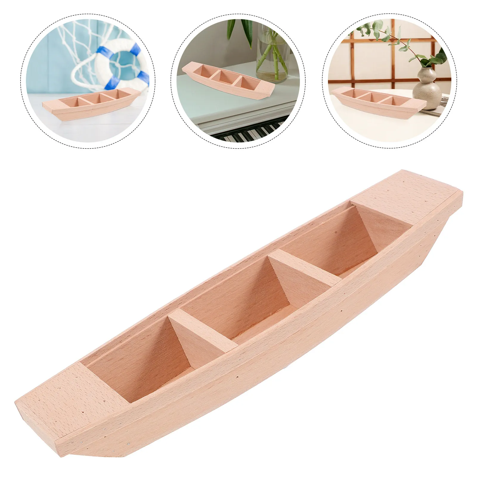 

1Pcs Wooden Mini Boat Simulation Fishing Boat Decor for Micro Landscape Garden Indoor Outdoor Decor Accessories