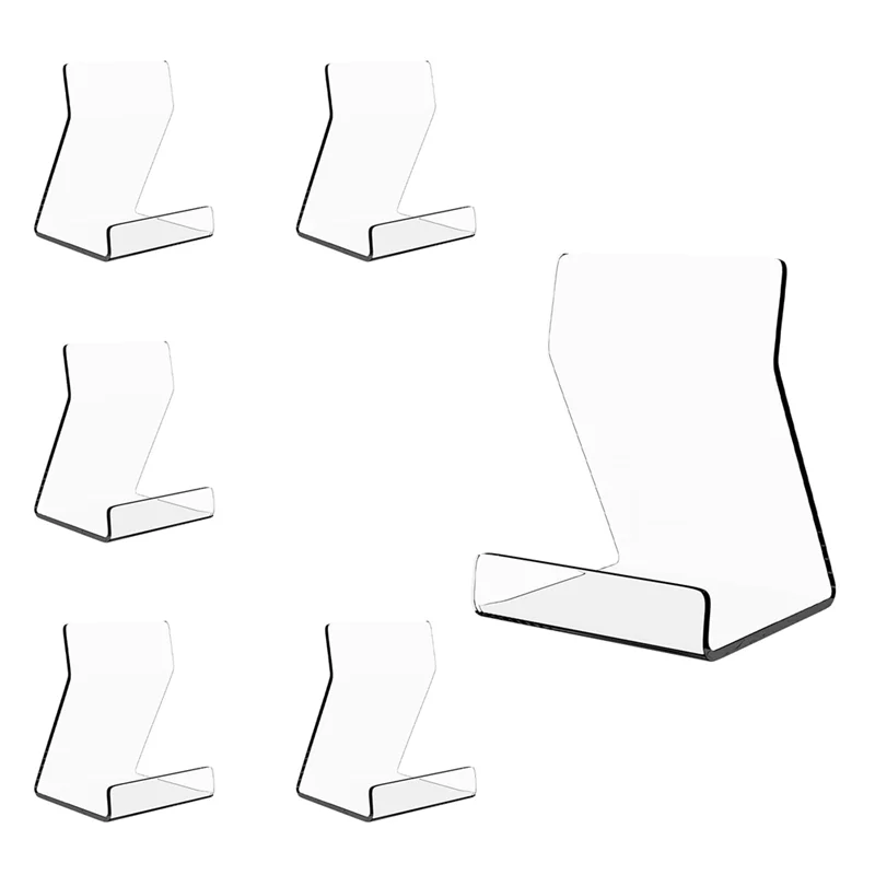 Acrylic Upright Display Stand, 6 PC 4 Inch Clear Display Holder Easel Base Picture Frame For Home Office School Store-[A002]