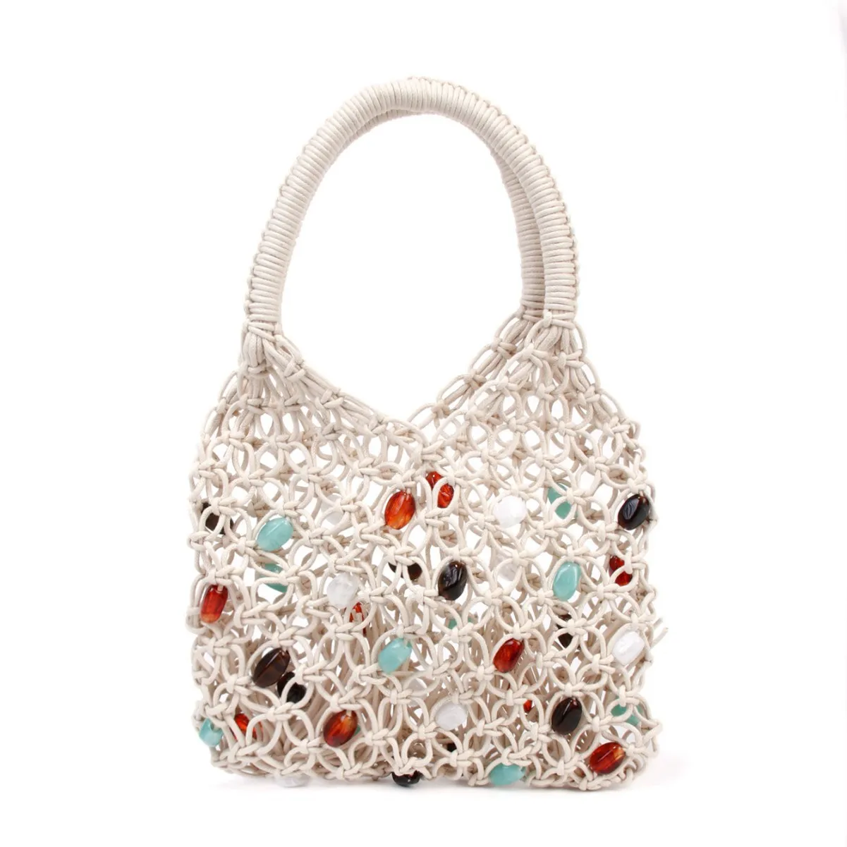 

Retro large-capacity fashion pure hand-woven beaded bag high-end handbag women's bag