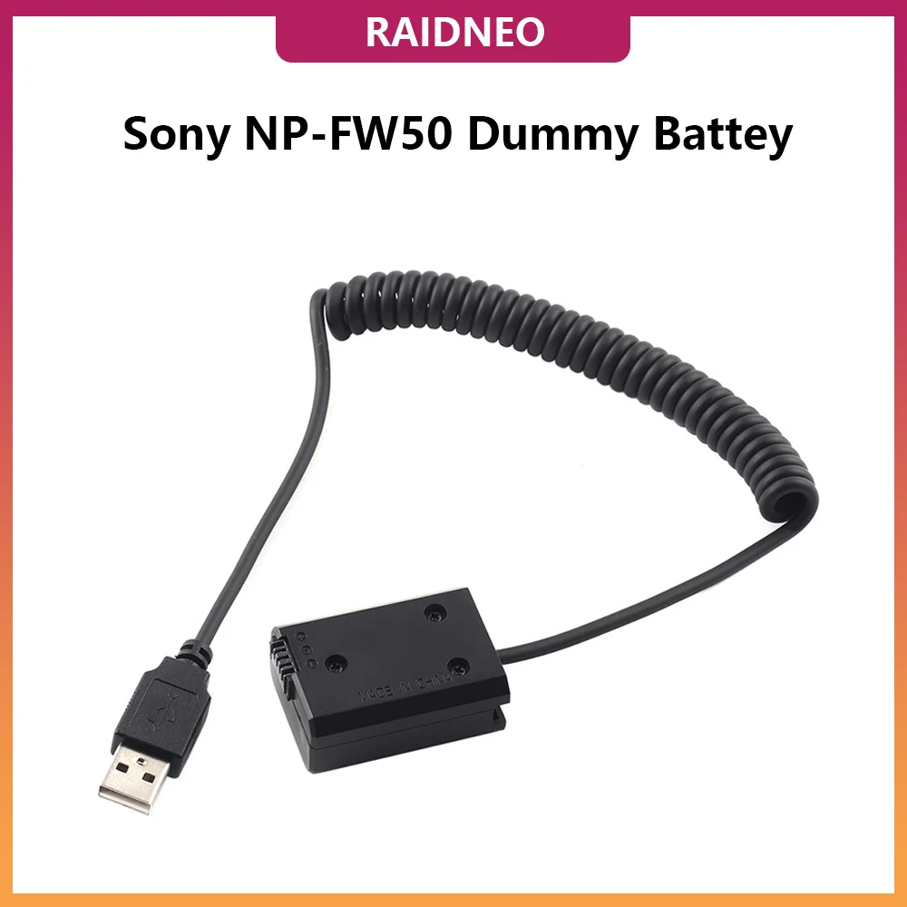 Cavo di alimentazione USB per Decoded NP-FW50 batteria fittizia per fotocamera Sony DSLR A7 A7R A7S A7II A7RII A7SII A6000 Series Vlog Battery Bank