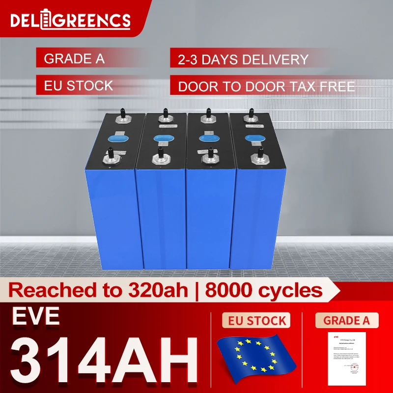 EU Stock Lifepo4 MB31 EVE314 320AH Grade A 12V 24V 48V 96V Battery DIY Pack 8000 Cycles Tax Free 3-5 Days Delivery DIY Solar
