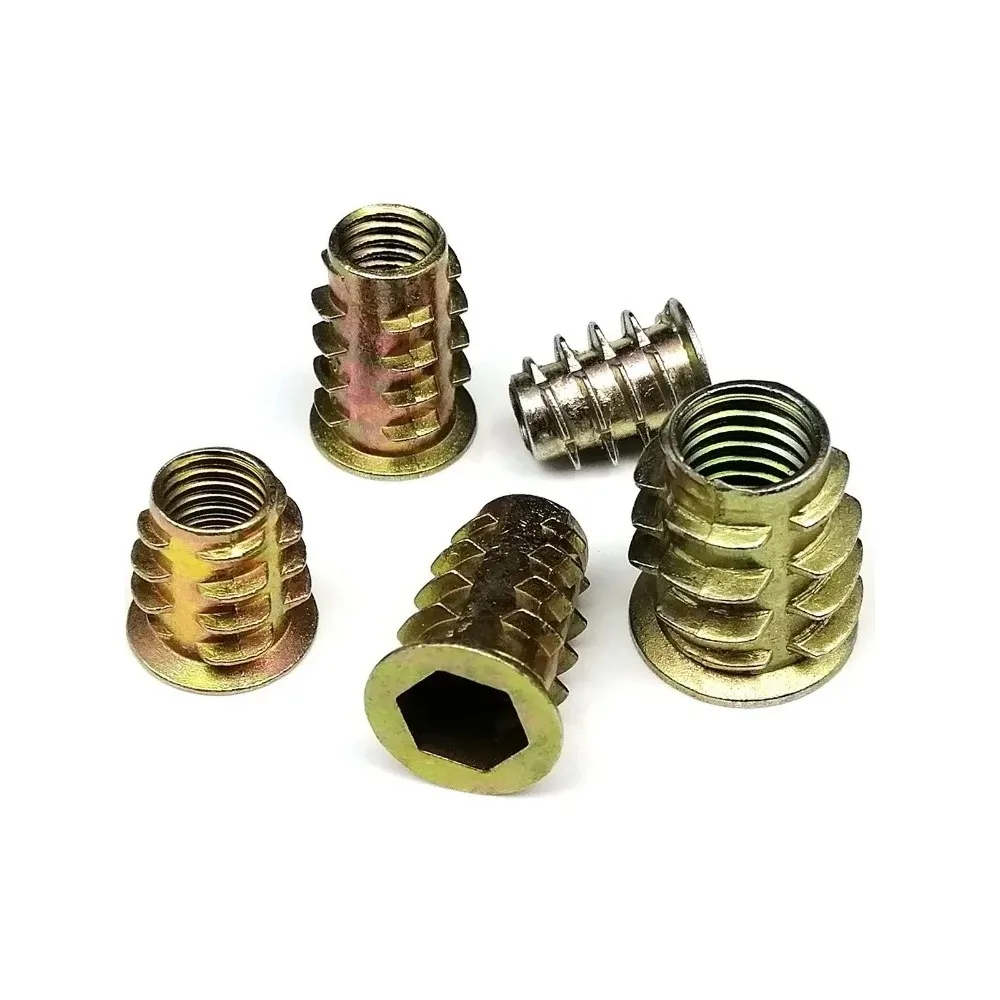 1pc Threaded Insert Nut E-nut M4 M5 M6 M8 Set Kit For Wood Furniture Bed Cabinet Table Embedded Hex Hexagon Socket Head