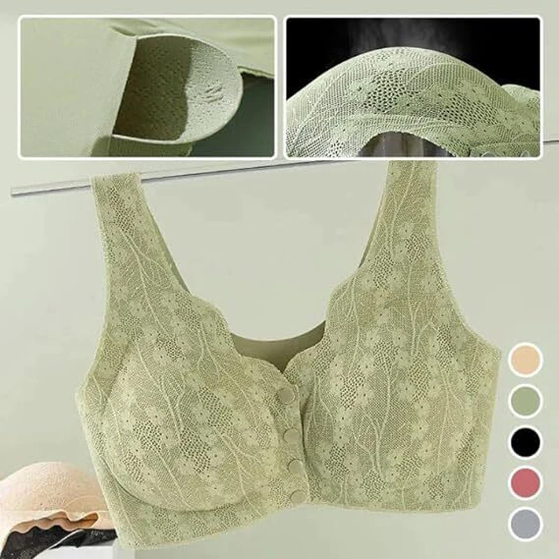 Women Large Size Soft Cups Before The Button In The Elderly Underwear Breathable Women Without Steel Ring Tank Top Lace Bra