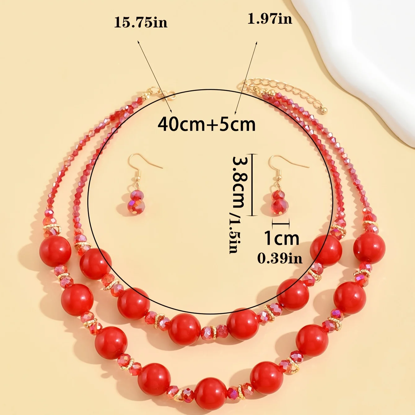1 necklace +1 pair of earrings, imitation pearl material, Bohemian style, fashion, party date to send girlfriend wife birthday g