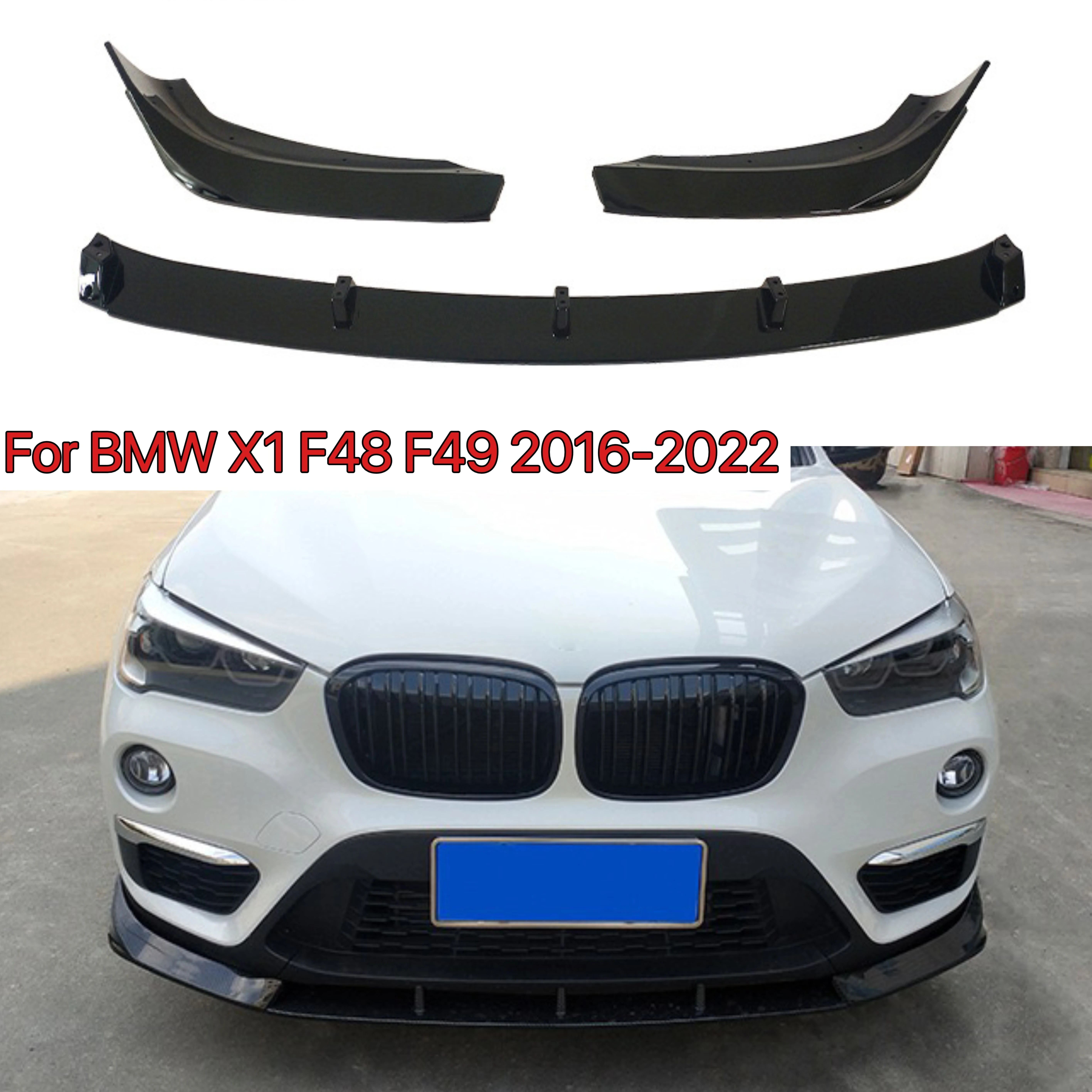 

Car Front Bumper Lip Spoiler Splitter Diffuser Detachable Body Kit Cover Guard For BMW X1 F48 F49 2016 2017 2018 2019-2022