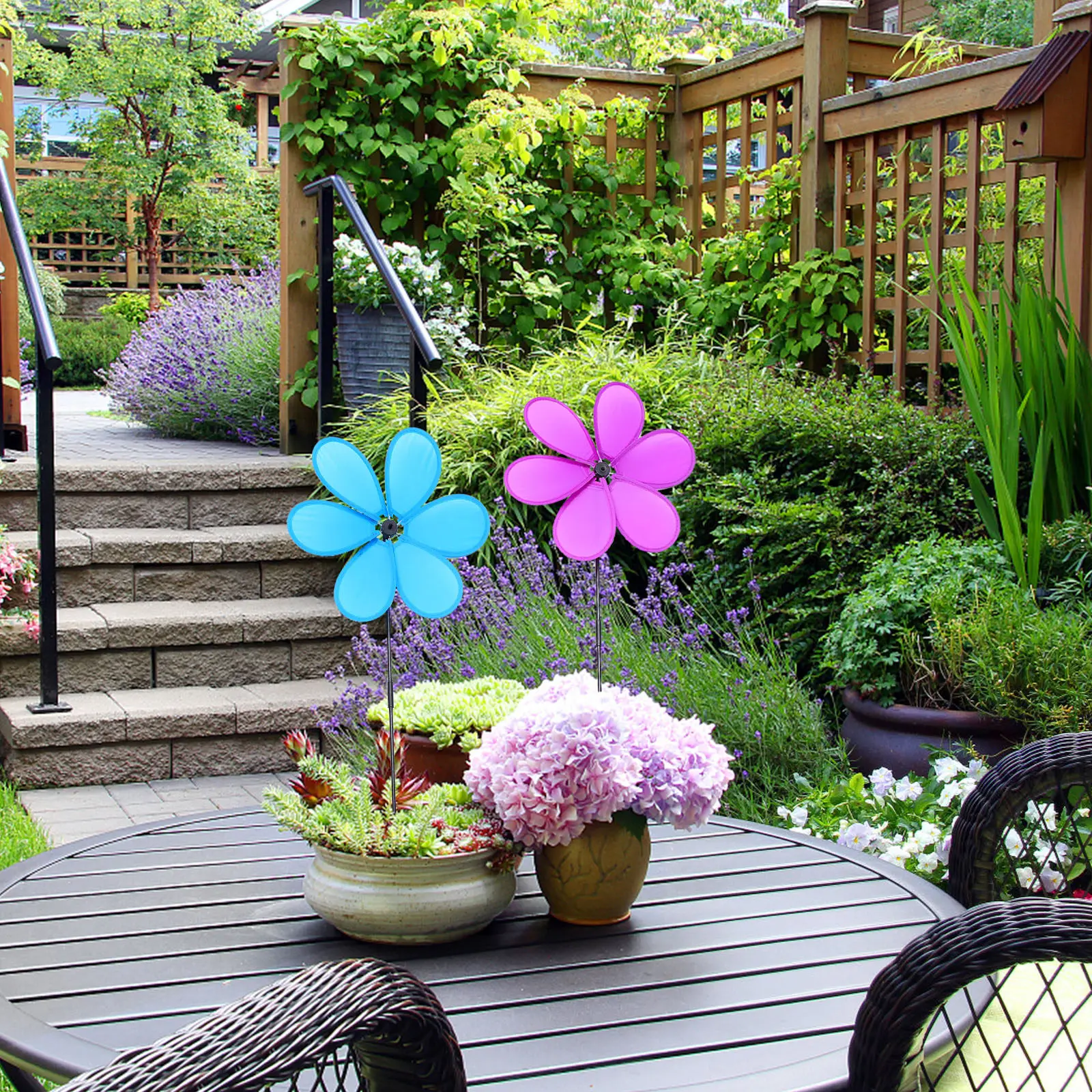 5Pcs Windmill Pinwheels Cloth Colorful Garden Lawn Decor Party Outdoor Yard Kids Birthday Festival Decoration