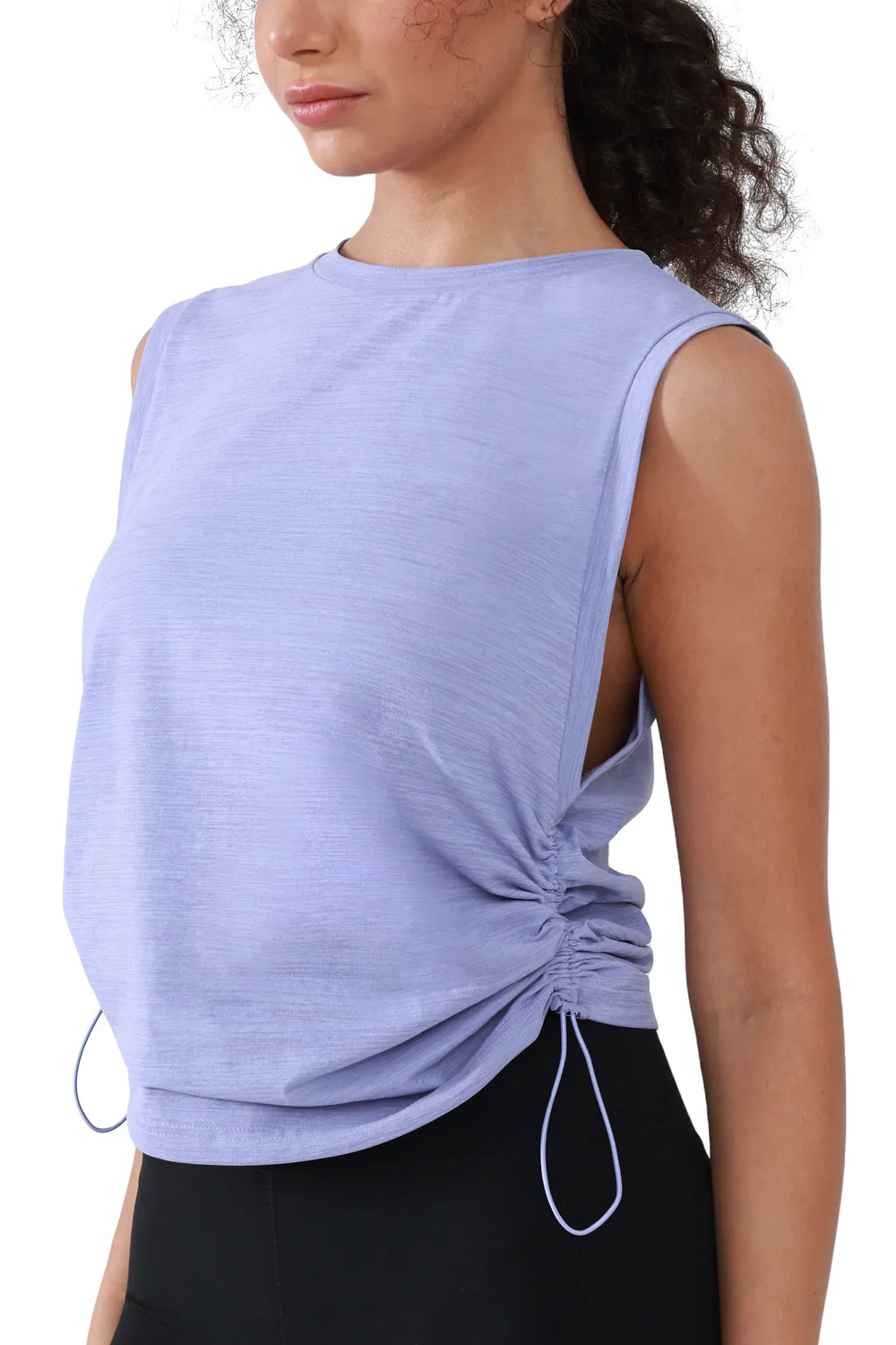 

Loose Casual Yoga Pilates Fitness Tank Top Bamboo Fiber Drawstring Women's Summer Sportswear Breathable Comfortable Vest