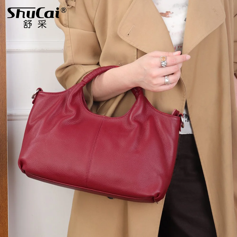 

Genuine Grade Cow Leather Women Fashion Large Tote Handbag Luxury Deisgner Brand Cowhide Female Shoulder Crossbody Bag for Woman