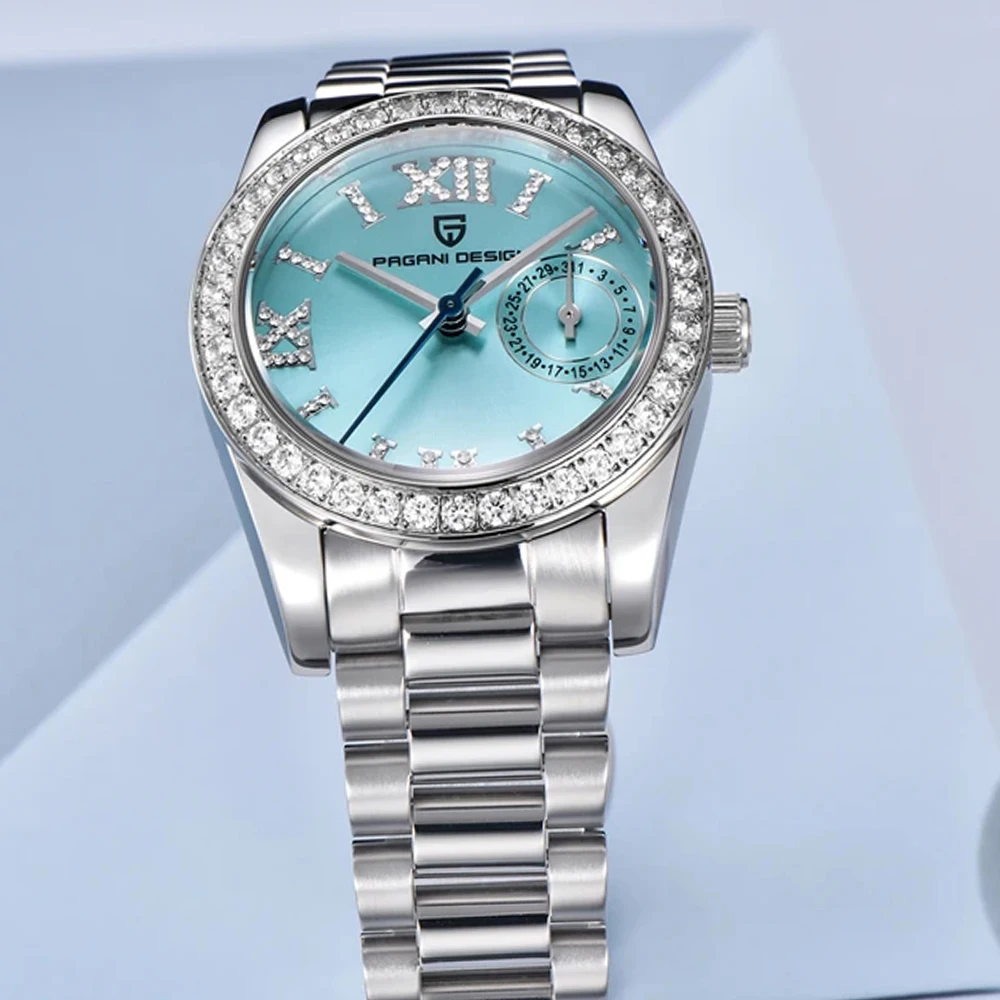 2025 New Luxury PAGANI DESIGN Trendy Women's Diamond 32mm Quartz Watches Sapphire Glass Business Style Gift Date Women's Watches