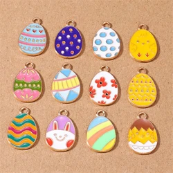10pcs Kawaii Enamel Easter Egg Charms for Jewelry Making Drop Earrings Pendant Bracelet Necklace Accessories DIY Crafts Supplies