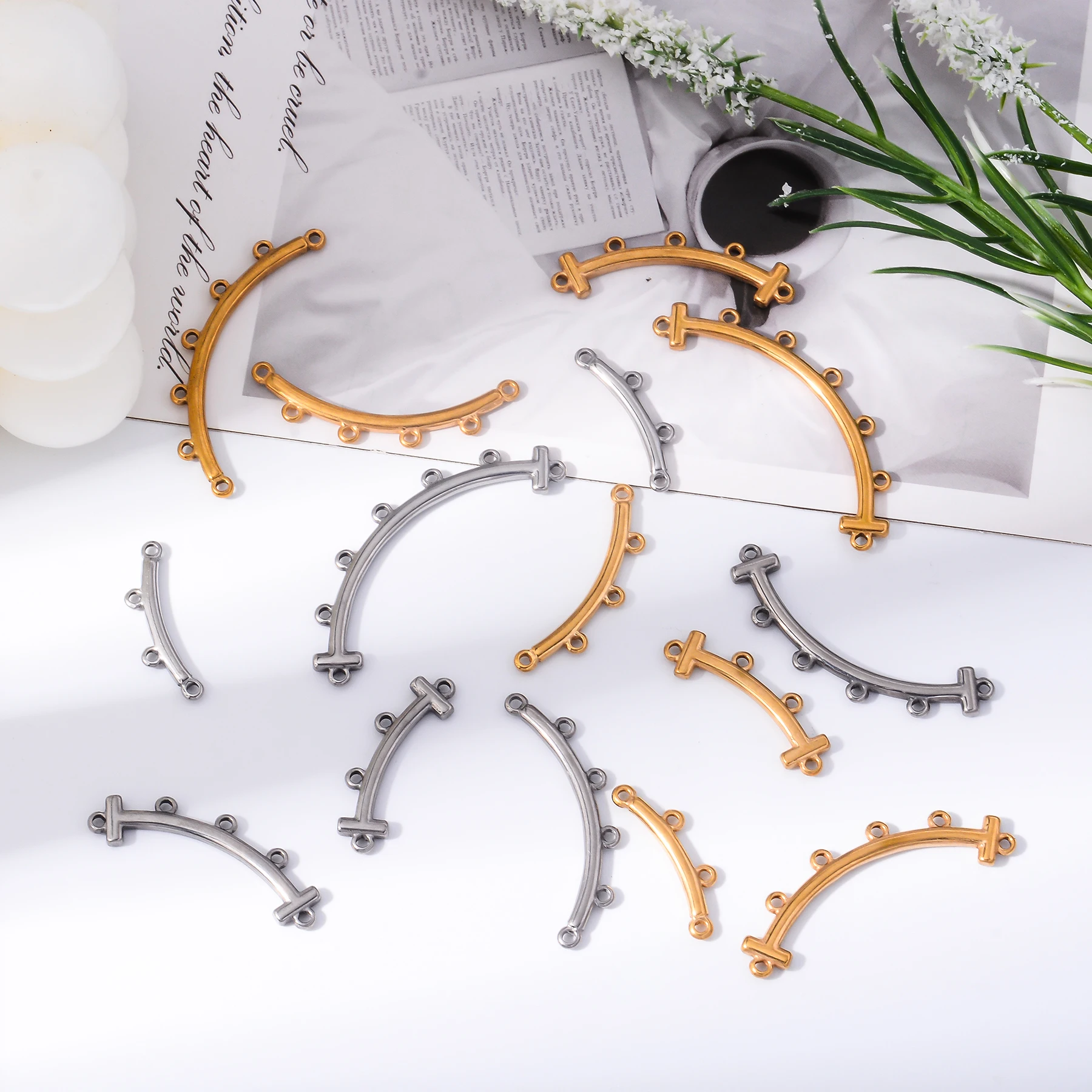 5 قطعة الفولاذ المقاوم للصدأ متعدد الثقوب سحر طبقات المشبك موصلات DIY بها بنفسك بوهو صنع المجوهرات قلادة سوار المشبك لوازم