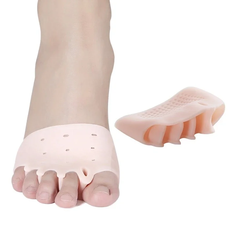 2pcs/Pair Silicone Comfortable Toe Braces 5-holes Hallux Valgus Straightener Orthodontic Foot   for  Care