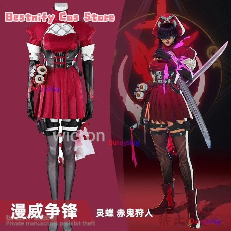 アニメゲームライバルコスプレサイロックベッツィブラッドック衣装新しいドレス赤いスーツ帽子小道具かつらハロウィンクリスマスコスプレ
