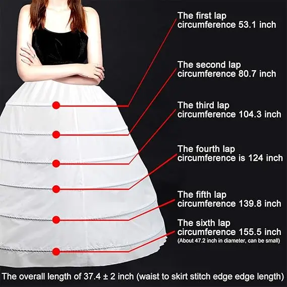 Lowest Price Wedding Accessories Underskirt White Women Petticoats 6 Layers Steel Ring Draw String Bind