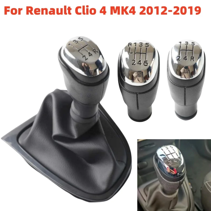 5/6 Speed For Renault Clio 4 Mk4 IV 2012-2018 2019 2020 Car Styling Accessories Gear Shift Knob Leather Gaitor Boot Collar Case