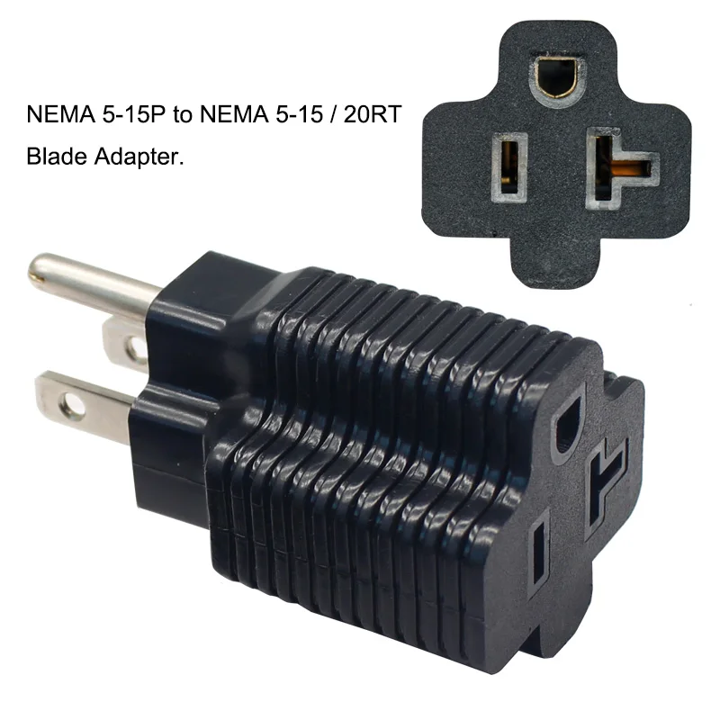 WA-1051 High Quality NEMA 5 15P to NEMA 5 20R US 20A  2 in 1 Power Adapter Plug