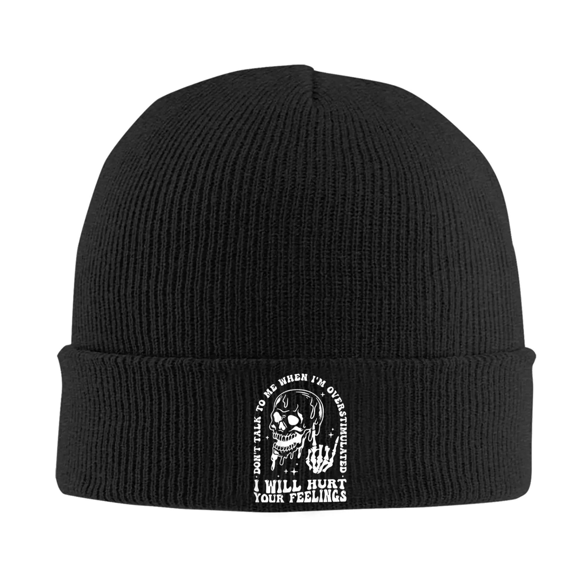 Skull I Will Hurt Your Feelings Don't Talk To Me Beanie Hats  Bonnet Hats Adult Unisex Street Outdoor Knit Hat Spring Caps