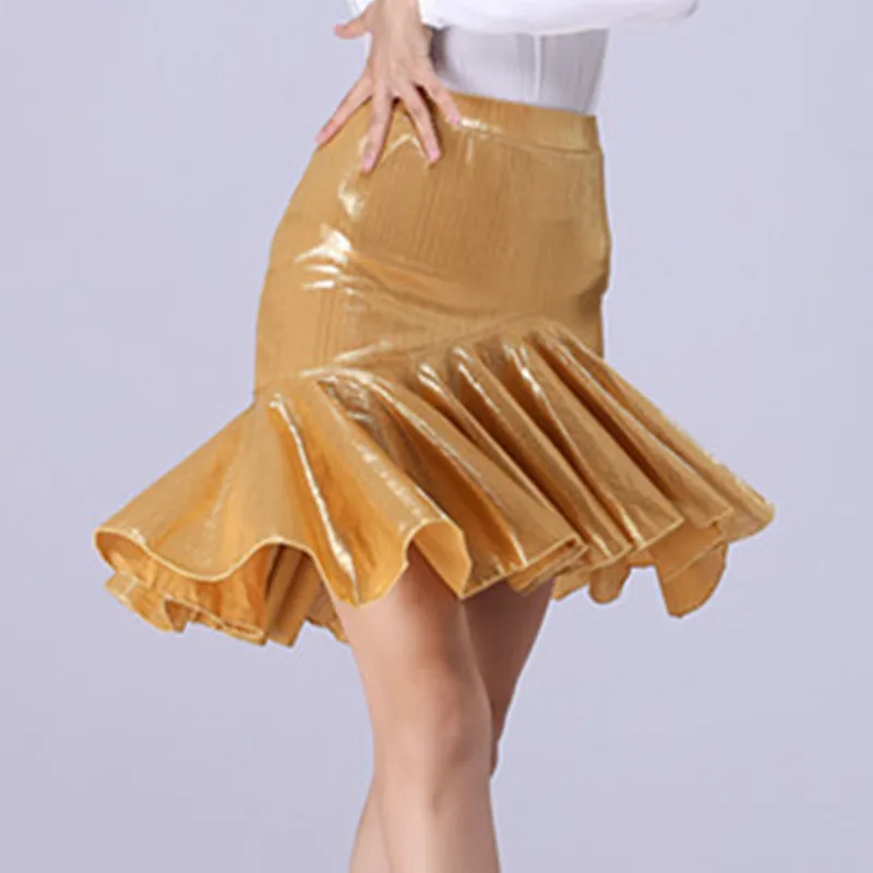 Bright White Latin Dance Skirts Ladies Adult Dance Performance Dress Package Hip Sexy Large Swing Latin Dress Practice Skirt