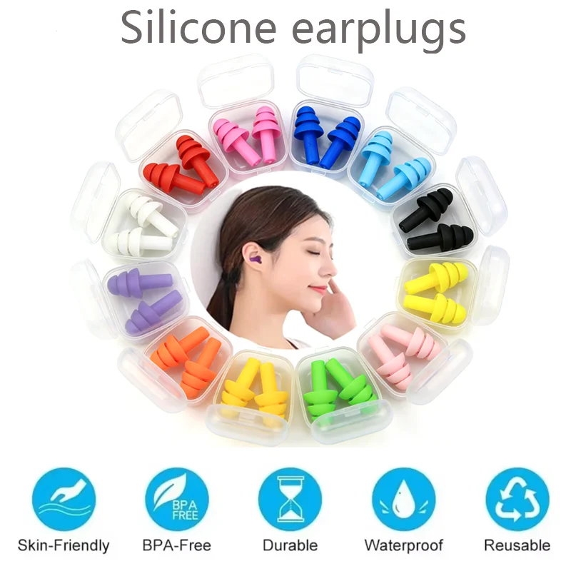 5Pair Reusable Soft Silicone Earplugs For Rest Study Office Noise Reduction Swimming Waterproof Earplug Hearing Protector