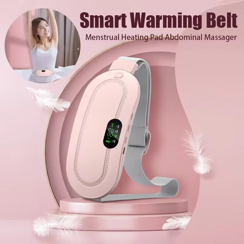 Electric Menstrual Heating Pad Smart Warm Palace Belt Waist Abdominal Vibration Massage Device for Cramps Period Pain Relief