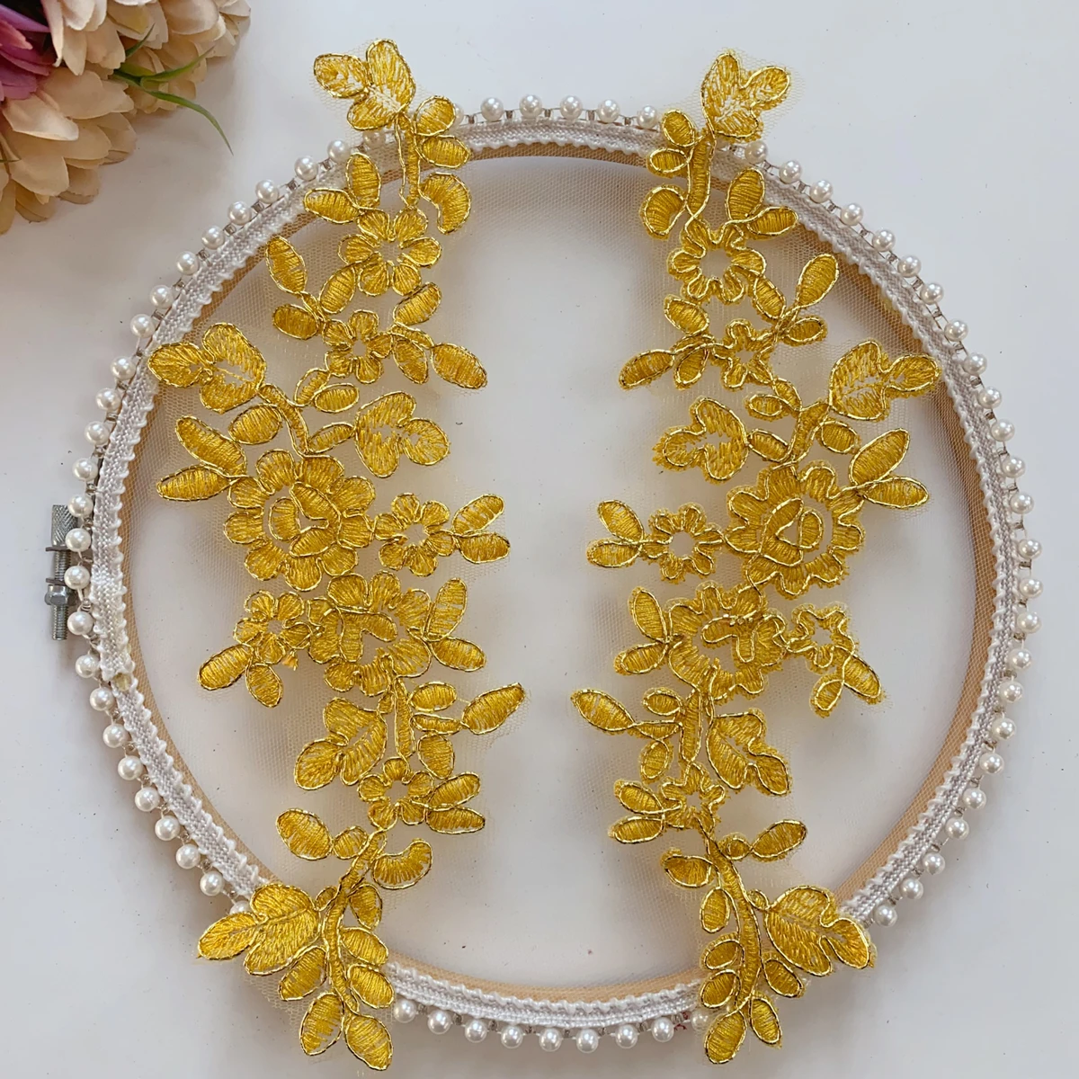 Spitzenblumen mit Spiegeleffekt für Hochzeitskleider, Hochzeitsschuhe, Kopfschmuck, DIY-Nähzubehör, RS5016, 10 Stück/Lot, 14 Farben – Detail 5