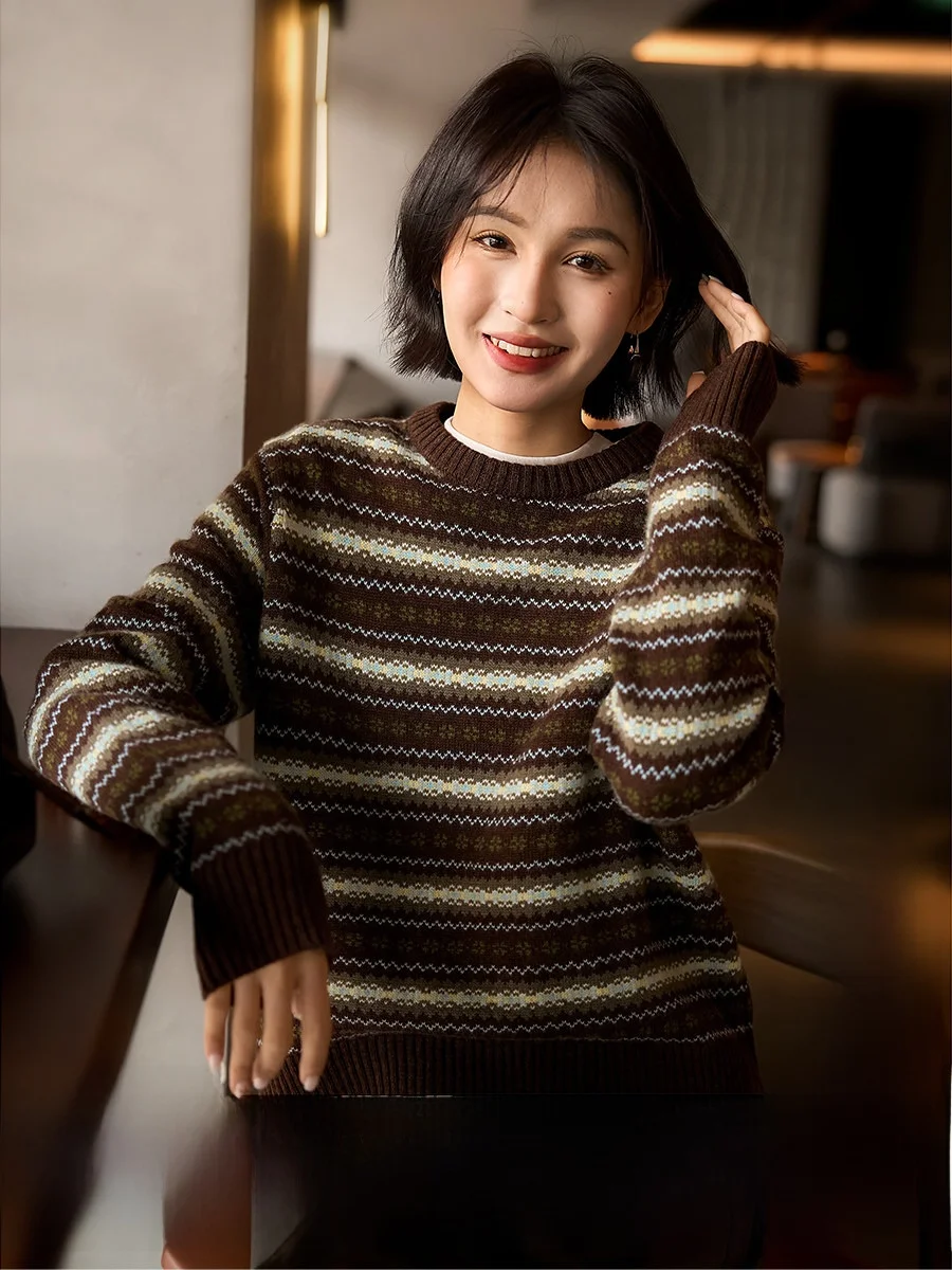 

Fairy Island Knitted Sweater Women's New Sle Soft Wool Camere Crt Time S Commute Sle Long Sve round Ne Sweater