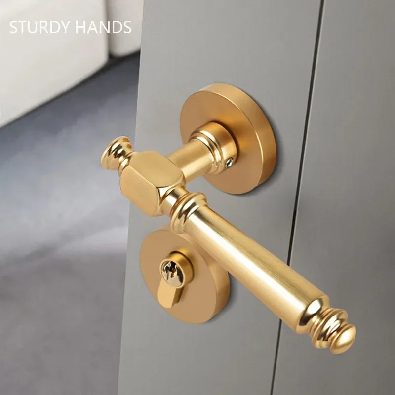 

High-grade Pure Copper Solid Mute Door Lock Bathroom Interior Door Handles Lock Anti-Theft Gate Lock Core Furniture Hardware