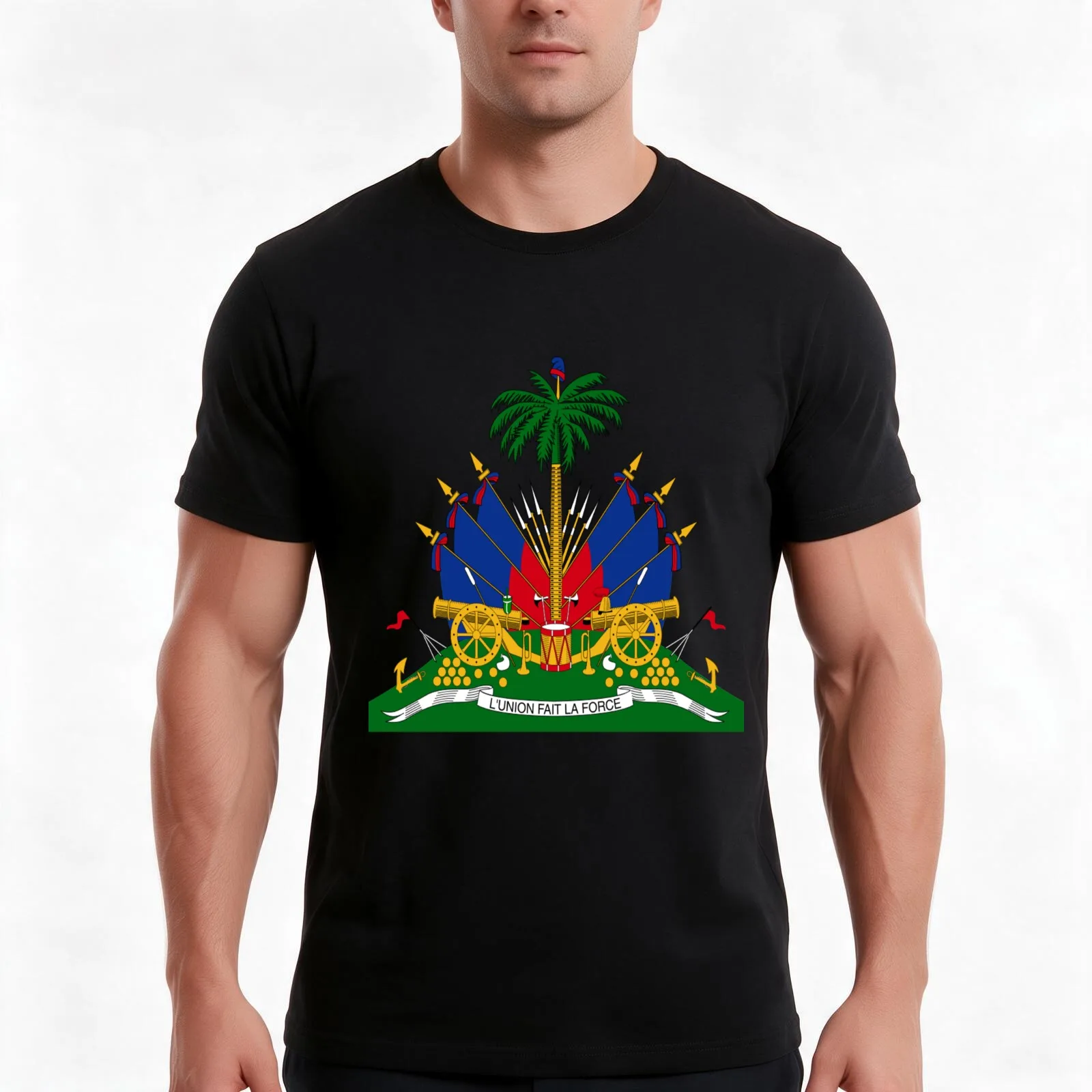 Haitian flag T-Shirt, Summer Casual Cotton Tee, Oversized Streetwear Tops, Vintage Graphic Print, Loose Fit Short Sleeve