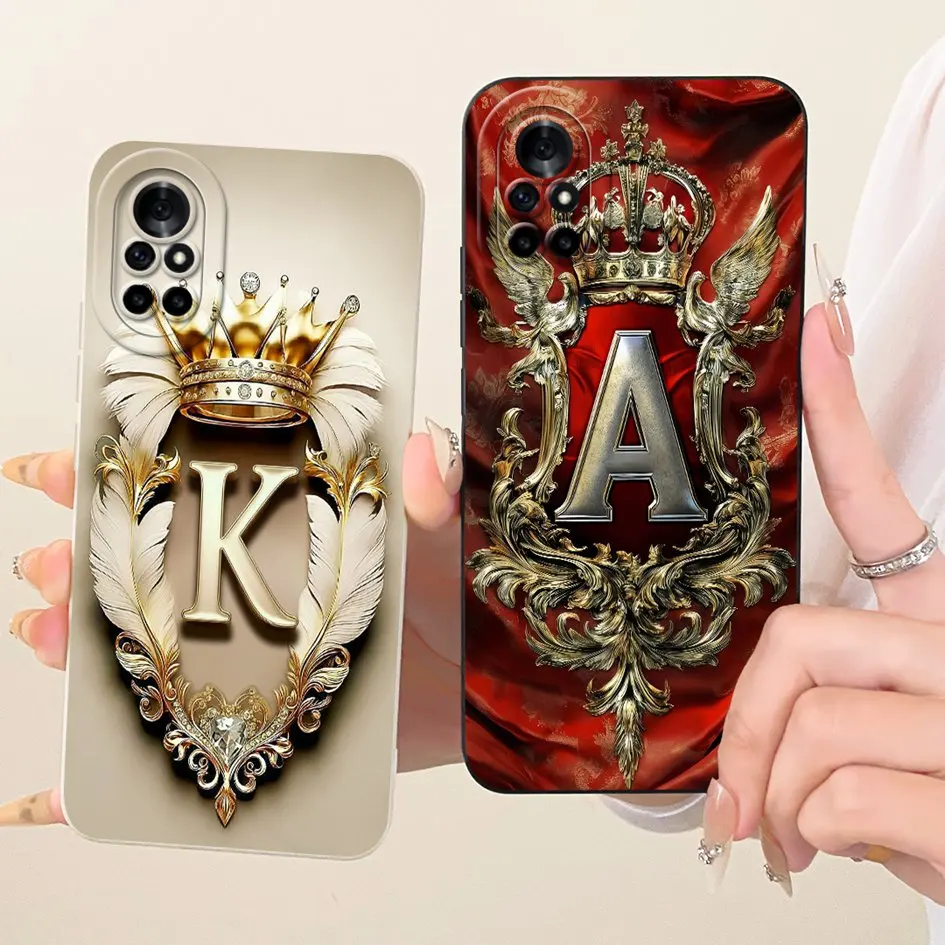 Funda para Honor V40 Lite ALA-AN70, funda de silicona suave con letras iniciales a la moda para parejas, funda para teléfono Huawei Nova 8 ANG-LX1 Nova8