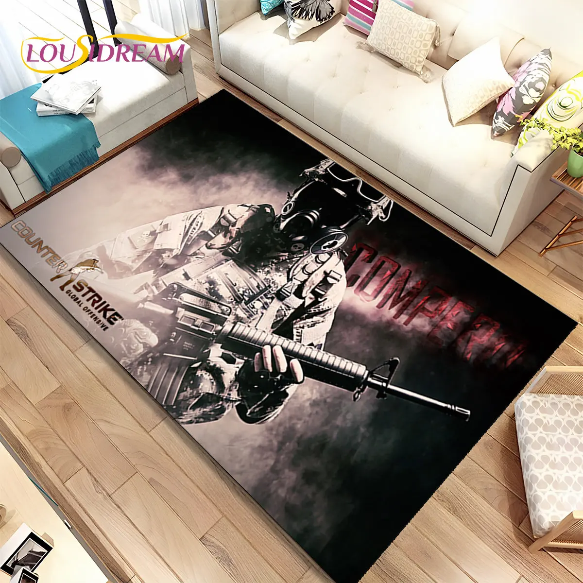 CS GO,Game Gamer,Counter Strike Area Rug,Carpet Rug for Home Living Room Children Bedroom Sofa Doormat Decor,Non-slip Floor Mat