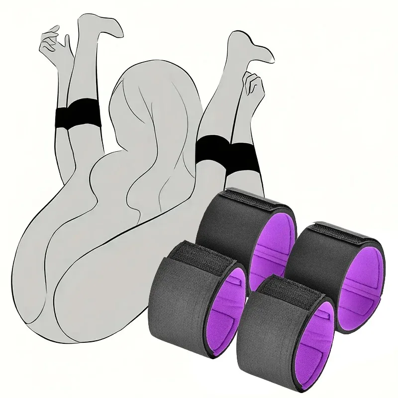 مجموعة أساور BDSM قابلة للتعديل وحافظة الفخذ - مصممة هندسيًا لملائمة مريحة وأساور مبطنة للسيدات