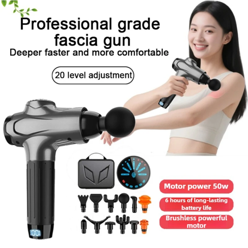 

Multi functional deep massage fascia gun electric muscle relaxation massager adjustable impact mini charging portable fascia gun