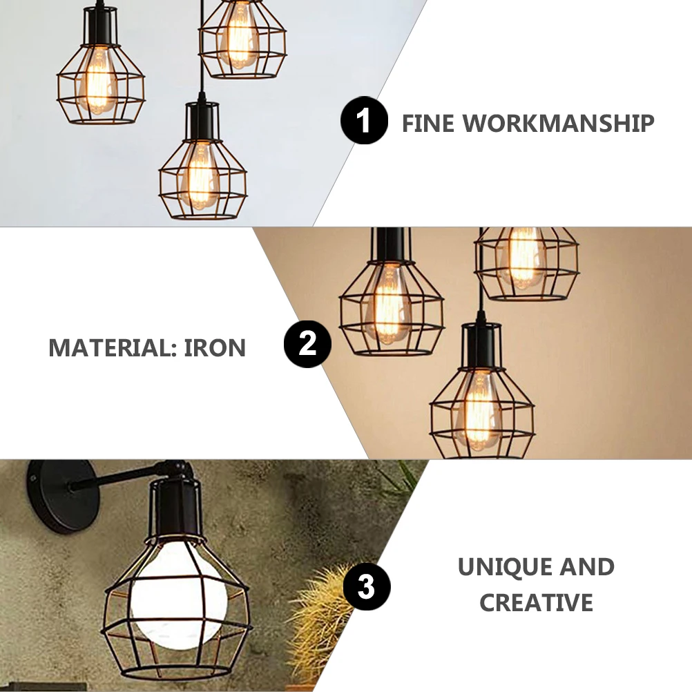 

2 Pcs Retro Bird Cage Lampshade Pendant Vintage Cylinder Design Iron Shades for