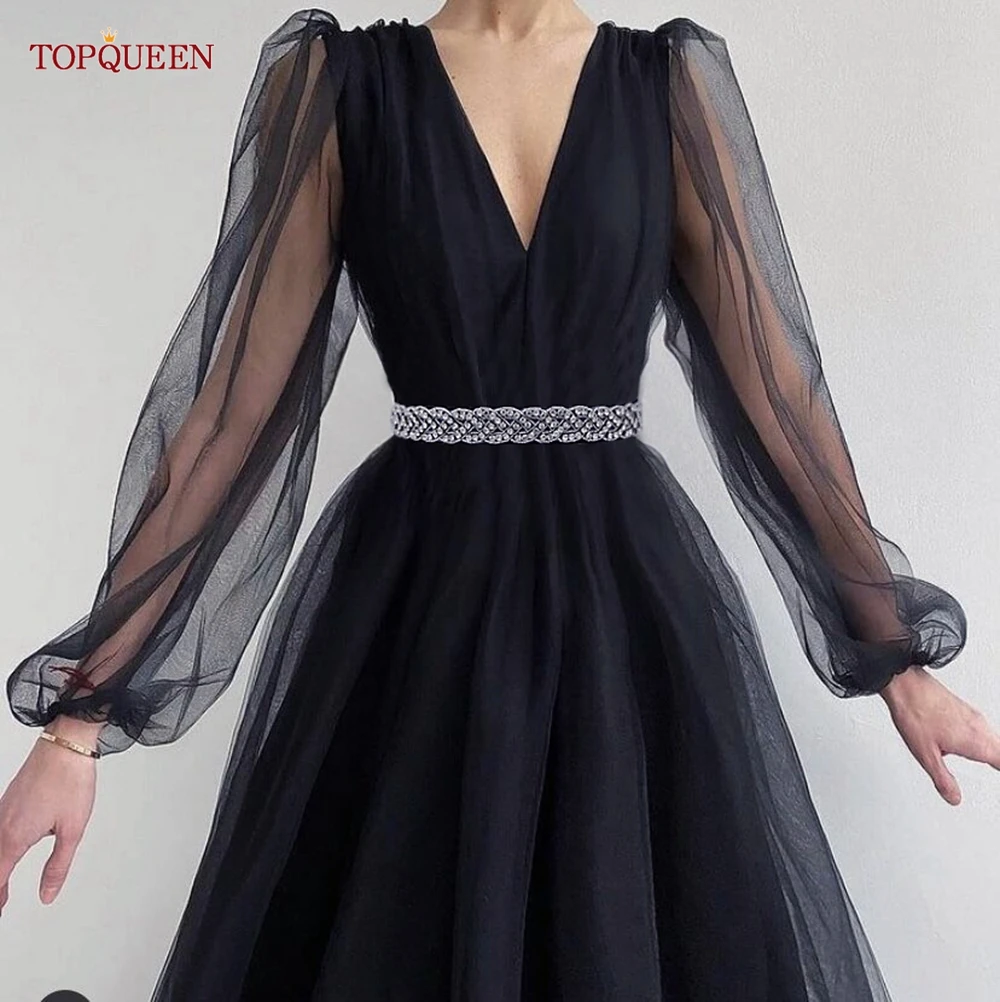 TOPQUEEN S216-D Fashion Women Belts  Female\'s Shiny Luxury Diamonds Sash Party Dress Girls For Skirts