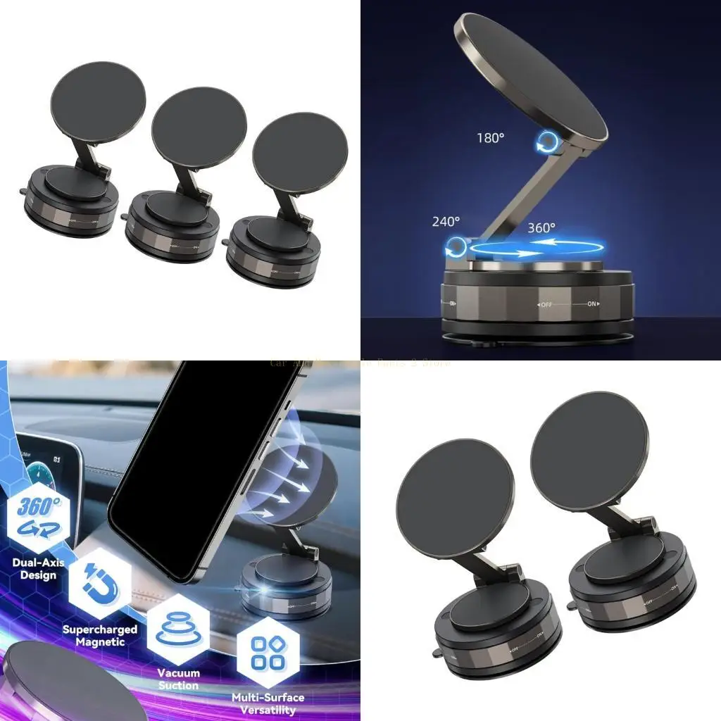 Universal Car Phone Mount with 360 Degree Adjustable Arm & Secure Vacuum Suction Cup for Stable Navigation