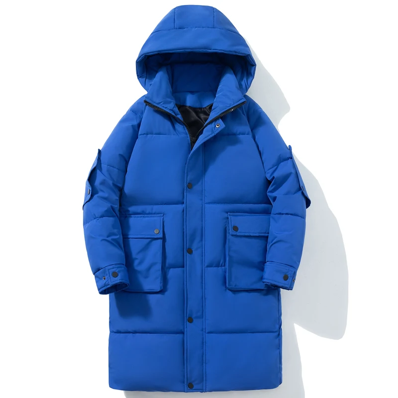 Parkas longs avec capuche pour hommes, pardessus, manteau chaud, grande taille, haute qualité, optique, nouvelle mode, hiver, 2023