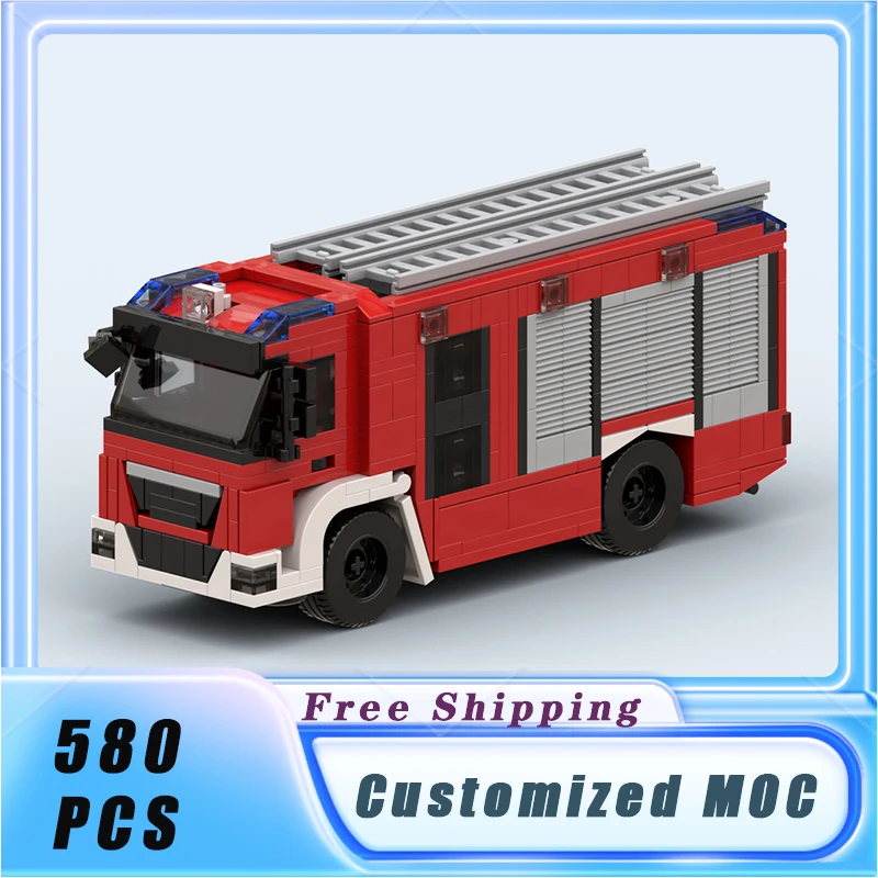 City Vehicle Fire Engine Car MOC Building Blocks Model Bricks Sets Assemble Collection Display Children's Toys Gifts 580PCS