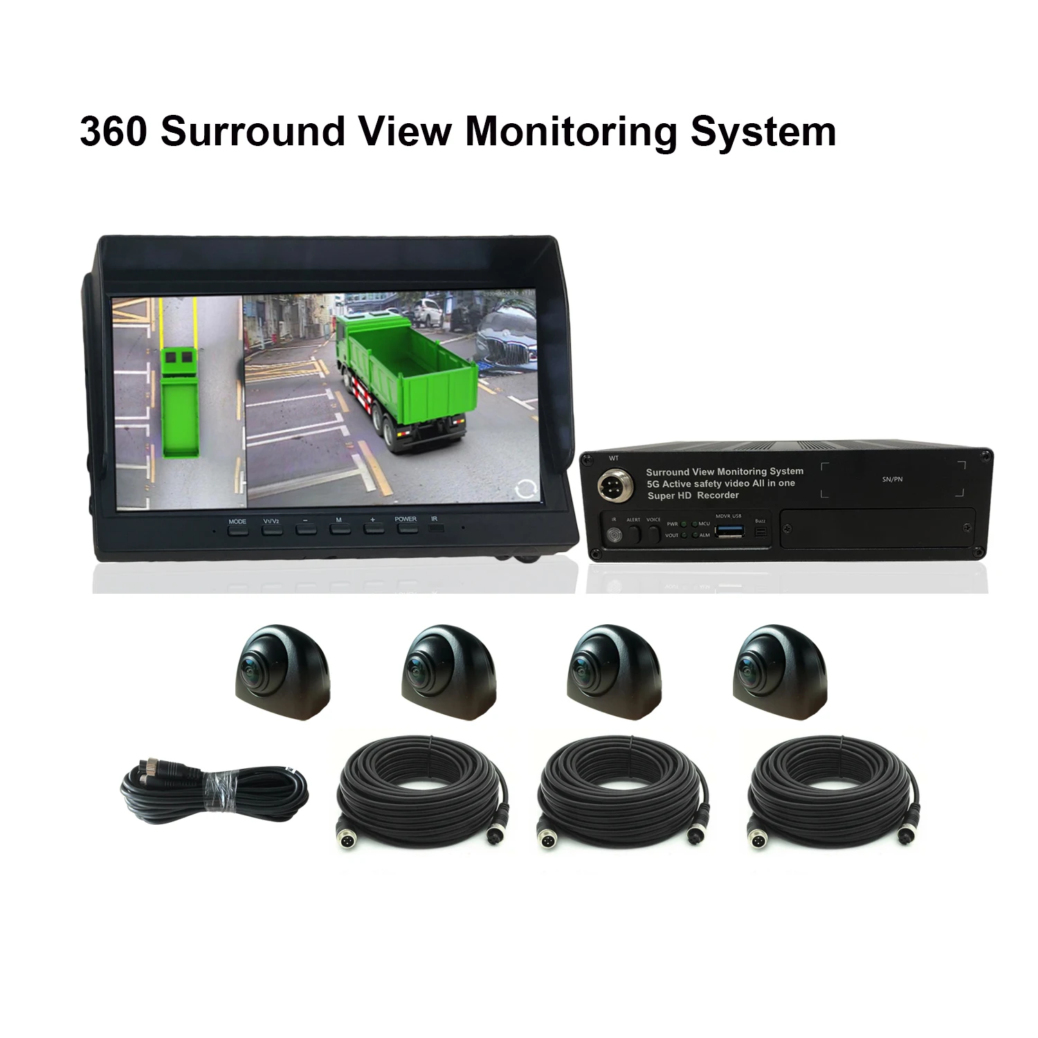 

Hikway 360 surround view monitoring system MDVR kits with 4G GPS for vehicle security surveillance mdvr cameras and cables