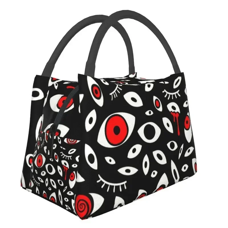 Horror Witchy Eyes Insulated Lunch Bags for Women Waterproof Demon Witch Thermal Cooler Bento Box Beach Camping Travel