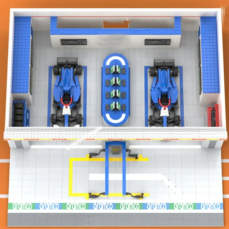1717Pcs Famouse Speed Champions Moc Series Formula One F1 Pit Model Custom Puzzle Diy Creative Ideas Kids Toys Birthday Gifts