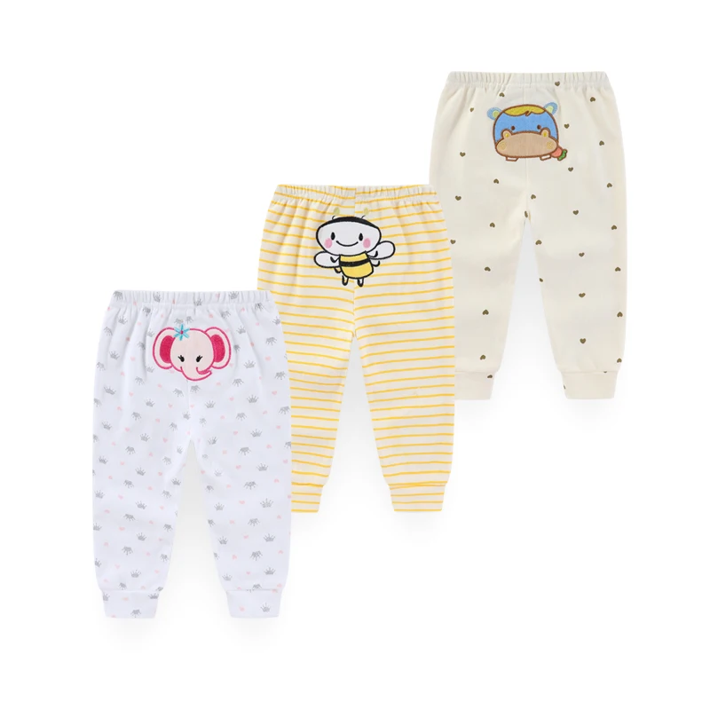 Kiddiezoom 3 Pcs/Lot Four Seasons Fashion Cartoon Unisex 100%Cotton Baby Boy Girl Pants Soft Infant Trousers