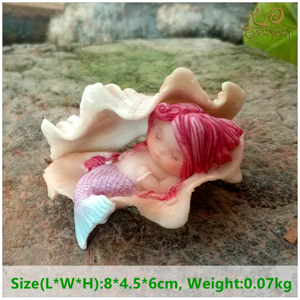 Fantasy Figurines Shell Princess Mermaid Figurine Micro Landscape Bonsai Fish Tank Ornaments Home Desktop Aquarium Decoration