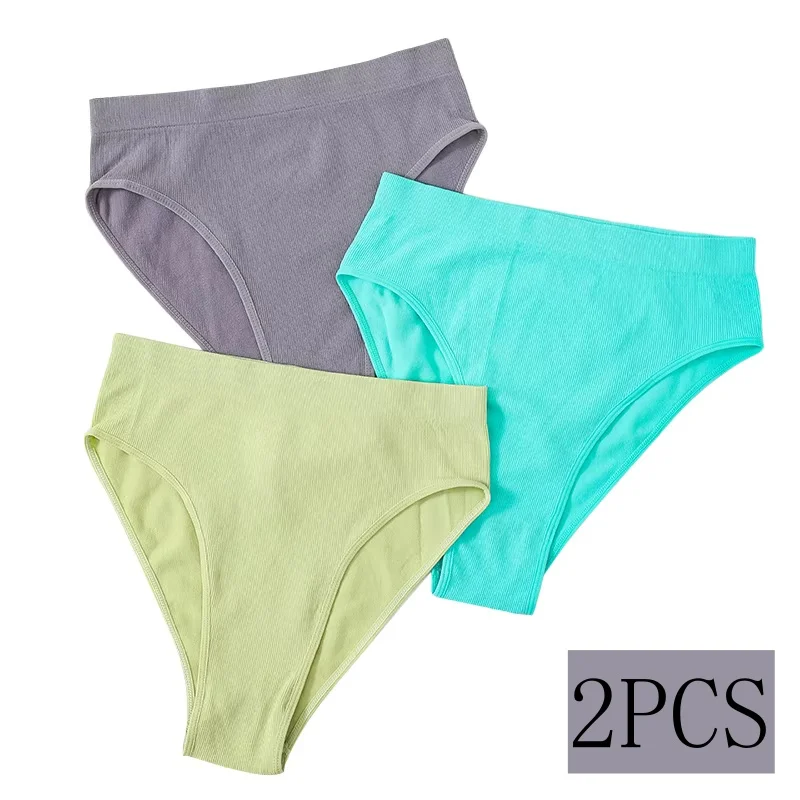 2Pcs Seamless Panties For Women High Waist Briefs High Leg Cut Panties Sexy Seamless Underwear Female Underpants Sexy Lingerie