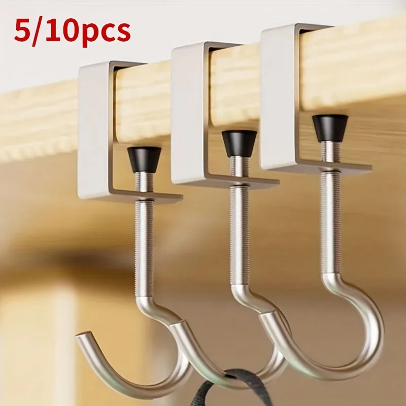 Gancho de escritorio universal ajustable, sin necesidad de perforar agujeros, gancho de borde de mesa portátil, mochila colgante, auriculares, 5/10 Uds.