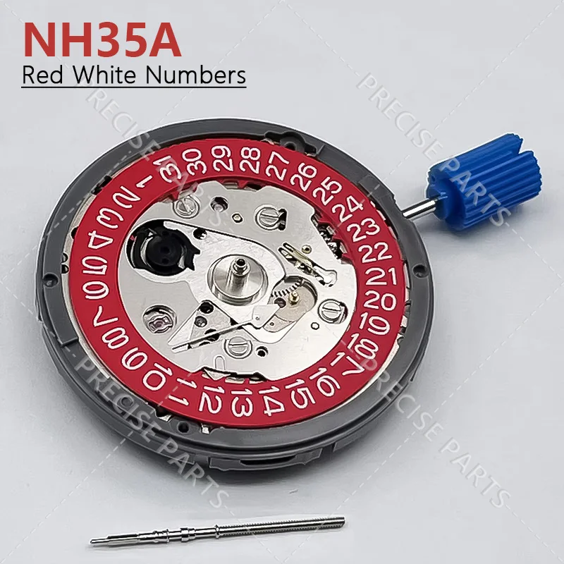 Genuine NH35 Mechanical Movement Modified Red 3.0 Crown Japan Mod NH35A Mechanism