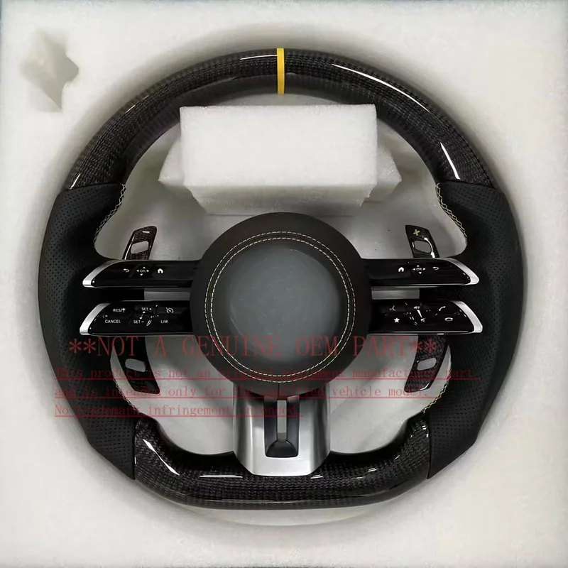 For Mercedes-Benz Old To New Carbon Fiber Steering Wheel Upper Lower Carbon Fiber Left Right Black Leather Horn Shell