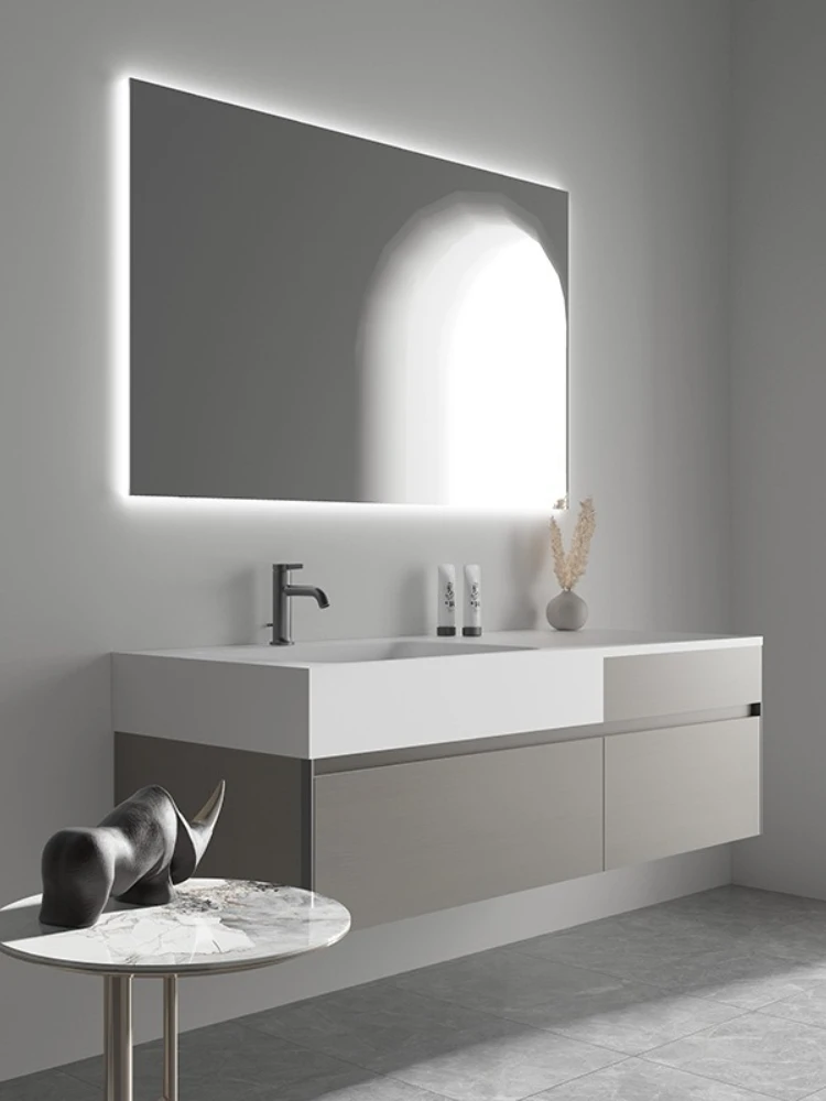 

Комбинированный шкаф для ванной комнаты с большой вместимостью, минималистичный дизайн, для установки над раковиной.